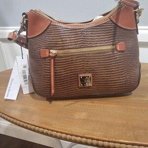 Dooney & Bourke Women's Embossed  Lizard  brown and carmel Hobo Shoulder